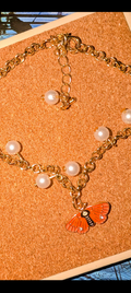 Golden Moth Rolo Bracelet with Pearl Charms