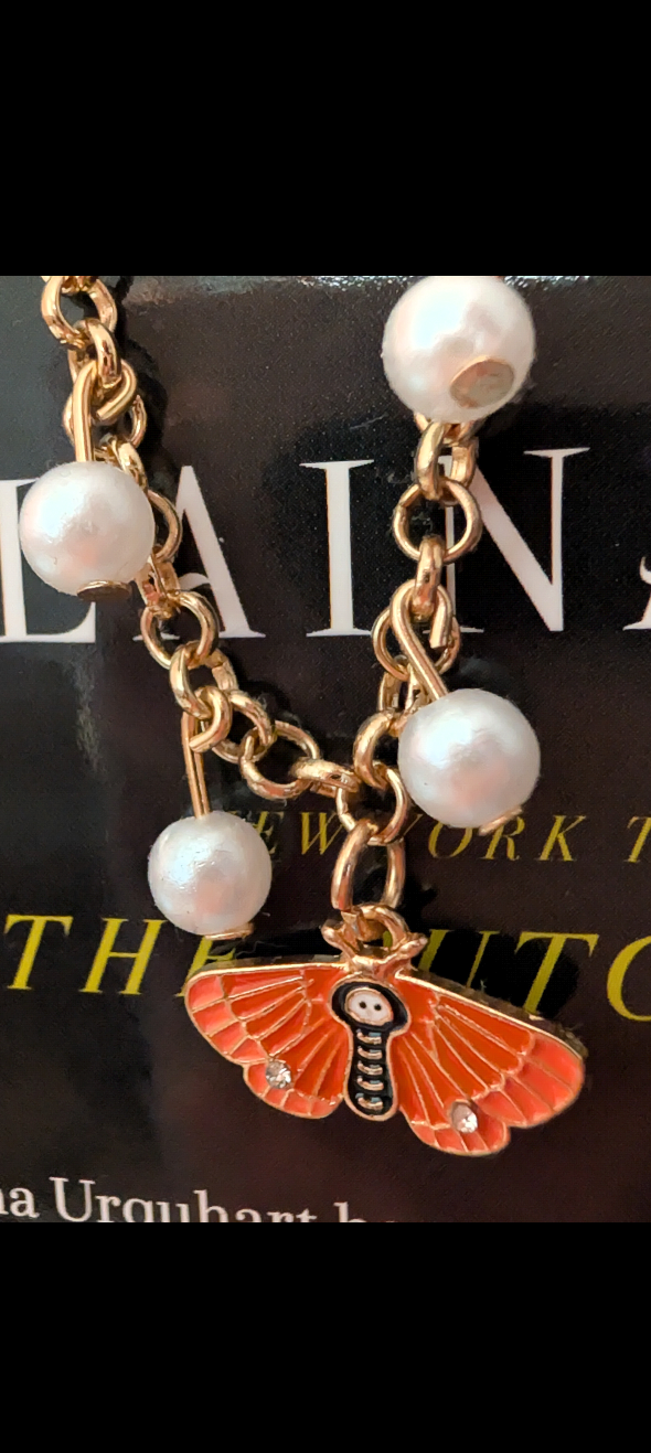 Golden Moth Rolo Bracelet with Pearl Charms